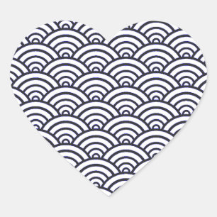 Japanse Blauwe Golven Seigaiha Zee Hart Sticker