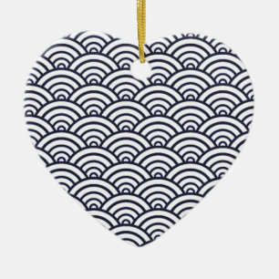 Japanse Blauwe Golven Seigaiha Zee Keramisch Ornament