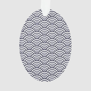Japanse Blauwe Golven Seigaiha Zee Ornament