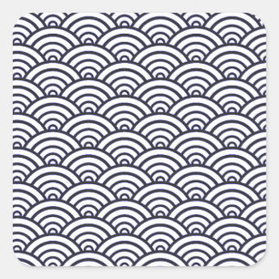 Japanse Blauwe Golven Seigaiha Zee Vierkante Sticker