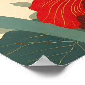 Japanse Bloem Kunstprint - Moderne Bloemige Ukiyo- Poster (Hoek)