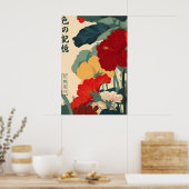 Japanse Bloem Kunstprint - Moderne Bloemige Ukiyo- Poster (Keuken)