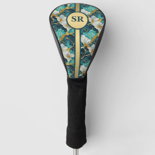 Japanse Bloem Teal Goud Golfheadcover
