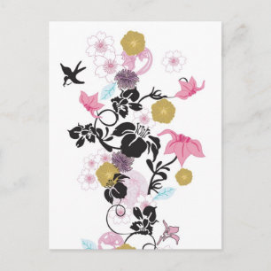 Japanse bloemen en vogels briefkaart