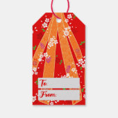 Japanse Bloemen Kimono Patroon Spring Cadeaulabel (Achterkant)