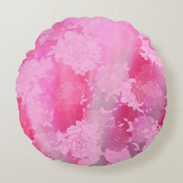 Japanse bloemen roze patronen rond kussen