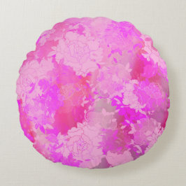 Japanse bloemen roze patronen rond kussen