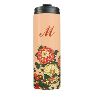 Japanse Bloemrand, Mandarijns Oranje en goud Thermosbeker