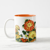 Japanse Bloemrand, Mandarijns Oranje en goud Tweekleurige Koffiemok (Links)