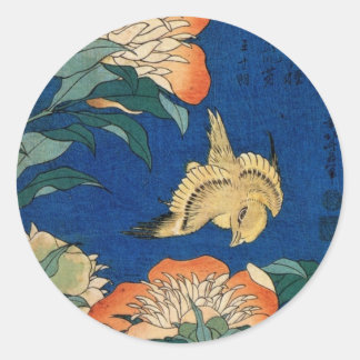 Japanse Bloemvogel Ronde Sticker