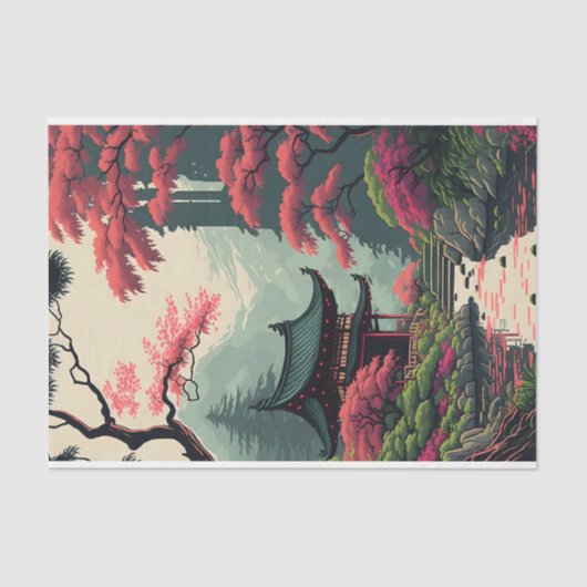 Japanse bloesem in Park Tissuepapier (Voorkant)