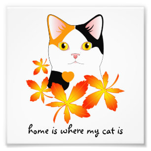 Japanse Bobtail Cat Home Heart Sign Foto Afdruk