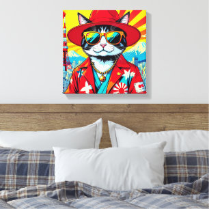 JAPANSE BOBTAIL-GROTE STADSKAT CANVAS AFDRUK