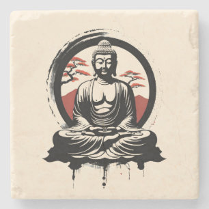 Japanse Boeddha Zen  Stenen Onderzetter