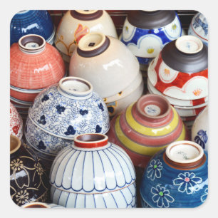 Japanse Bowls: Tokio Vierkante Sticker