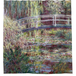 Japanse Bridge Symfonie in Roos Monet Fine Art Douchegordijn