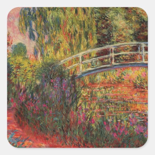 Japanse brug Claude Monet Vierkante Sticker (Voorkant)