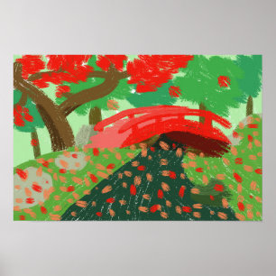 Japanse brug onder Maple Poster