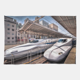 Japanse bullettreinen op station Tokyo Theedoek