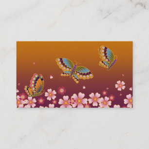 Japanse Butterflies en Sakura Blossom Earth Tones Visitekaartje