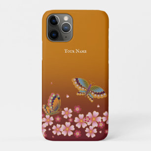 Japanse Butterflies Sakura Blossom gepersonaliseer iPhone 11 Pro Hoesje