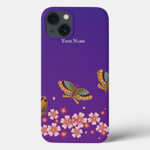 Japanse Butterflies Sakura Blossom gepersonaliseer iPhone 13 Hoesje