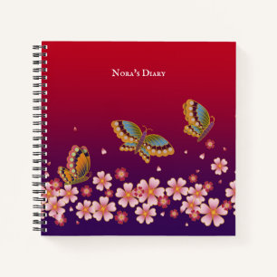 Japanse Butterflies Sakura Blossom gepersonaliseer Notitieboek
