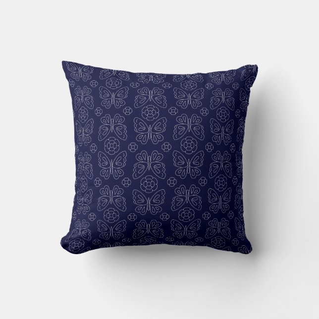 Japanse Butterfly Sashiko Pillow Kussen (Voorkant)