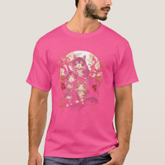 Japanse Cat Sakura Sunset Design voor Cat Moms T-shirt
