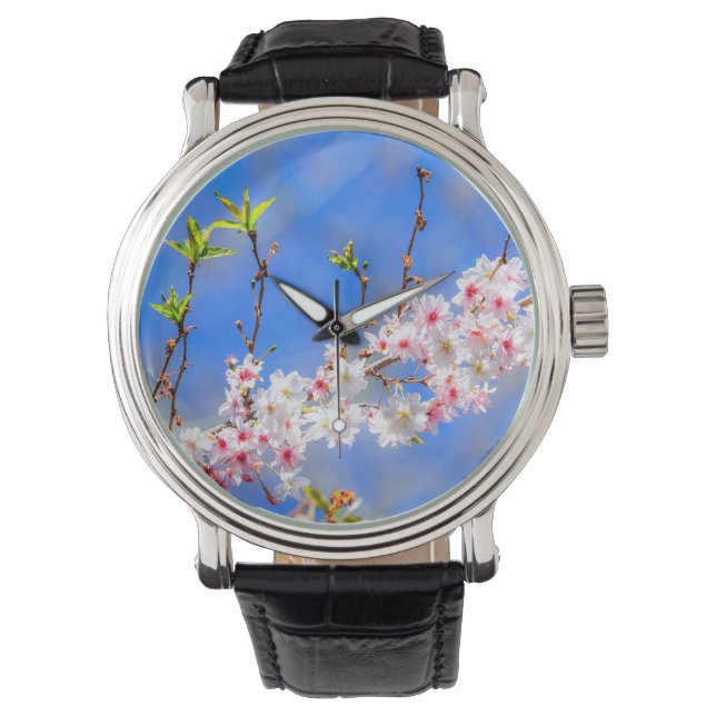 Japanse Cherry Blossom 17 Horloge (Voorkant)