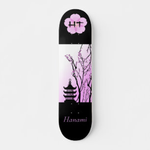 Japanse Cherry Blossom Monogrammed Skateboard