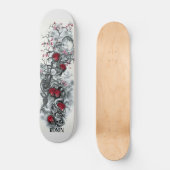 Japanse Cherry Blossom Moon Roos Skull Skateboard (Voorkant)