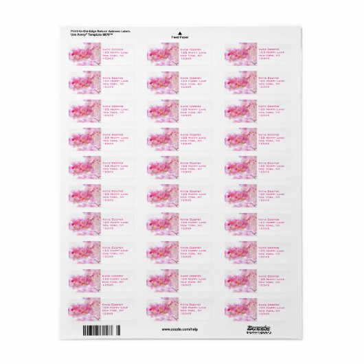 Japanse Cherry Tree met Pastel Pink Blossom Etiket (Full Sheet)