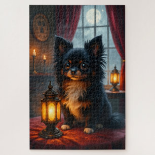 Japanse Chin Gotische Halloween Portret Kunst Legpuzzel