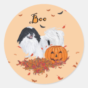 Japanse Chin Halloween Ronde Sticker