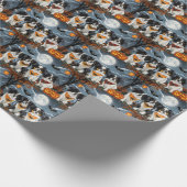 Japanse Chin Halloween Spooky Cadeaupapier (Hoek)