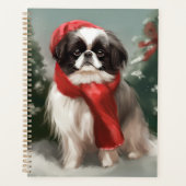 Japanse Chin Hond in Sneeuw Kerstmis Planner (Voorkant)