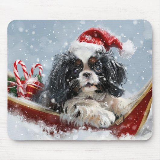 Japanse Chin Hond Kerstmis Feest Muismat (Voorkant)