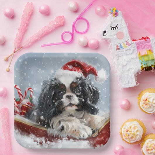 Japanse Chin Hond Kerstmis Feest Papieren Bordje (Feest)