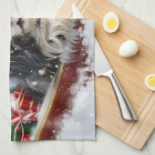 Japanse Chin Hond Kerstmis Feest Theedoek (Quarter Fold)