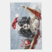 Japanse Chin Hond Kerstmis Feest Theedoek (Verticaal)