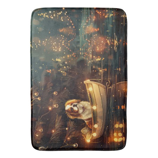 Japanse Chin Kerst Feestelijke Reis Badmat (Voorkant Verticaal)