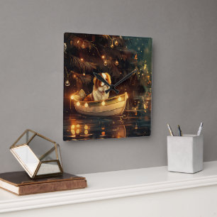 Japanse Chin Kerst Feestelijke Reis Vierkante Klok