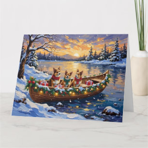 Japanse Chin Kerstboot Vakantie Kaart