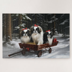 Japanse Chin Sneeuw slee Kerstmis Decoratie Legpuzzel