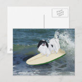 Japanse Chin Surfing Briefkaart (Voorkant / Achterkant)