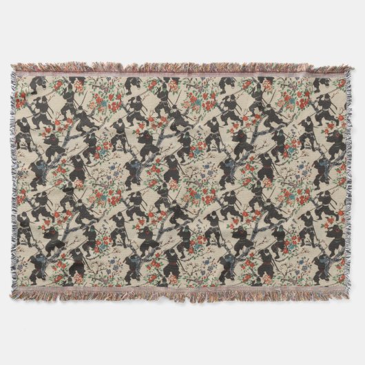 Japanse Chiyogami Ninja Patroon Gooi Deken (Voorkant)