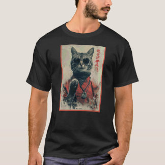 Japanse Coole Kat in Zonnebril met Chinese Kanji T-shirt