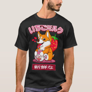 Japanse Corgi Fruit Aardbei Melk Vrouwen Meisje T-shirt