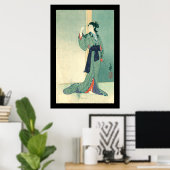 Japanse Courtesan (zwart) Poster (Thuiskantoor)